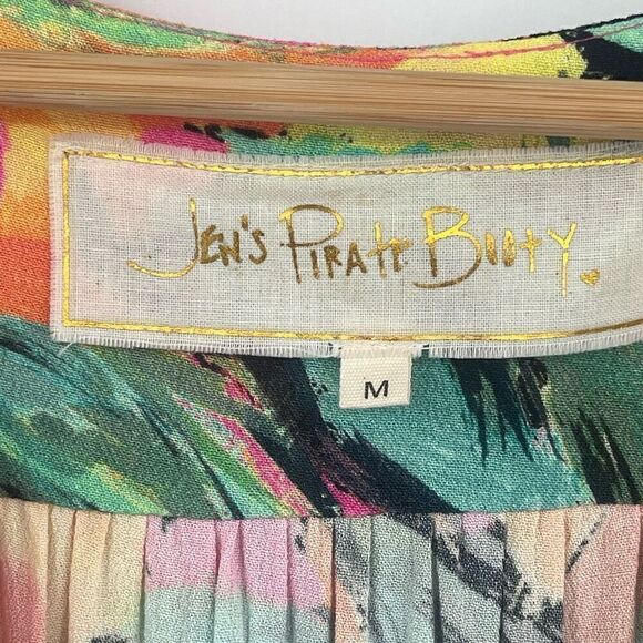 Jen‘s Pirate Booty Multicolor Elastic Waist Fire Floral Mini Dress Medium - Picture 2 of 9